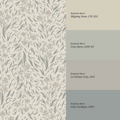 Flora Botanical Gray Mist Wallpaper