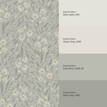 Flora Botanical Dove Gray Wallpaper