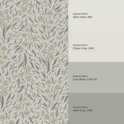 Flora Botanical Duxbury Gray Wallpaper