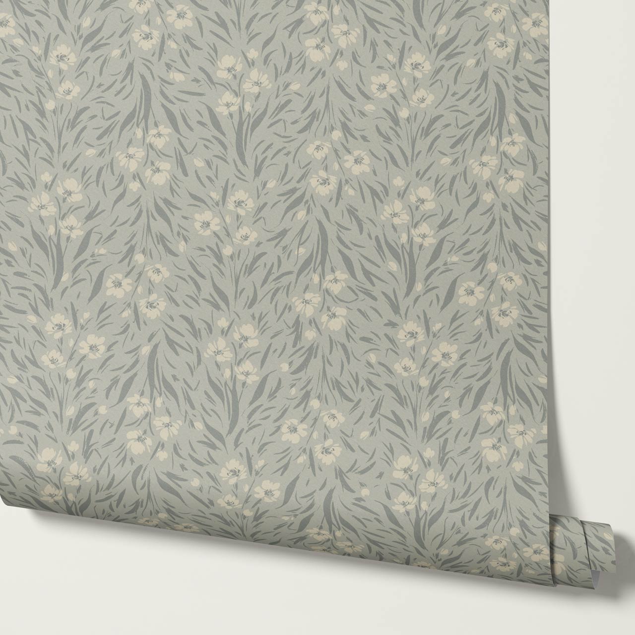 Flora Botanical Dove Gray Wallpaper