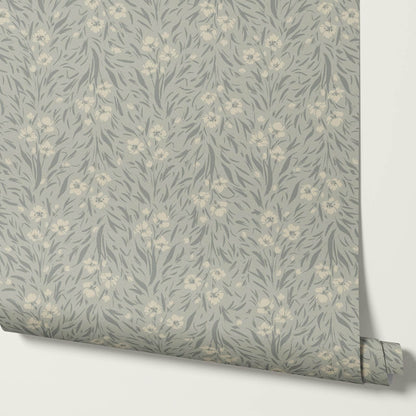 Flora Botanical Dove Gray Wallpaper
