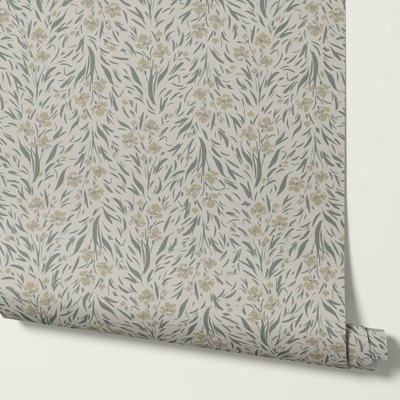 Flora Botanical Duxbury Gray Wallpaper