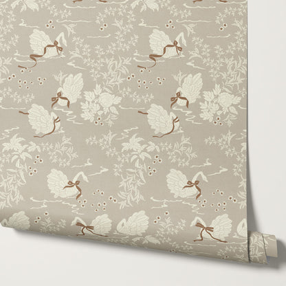 Florence Taupe Swan Lake Wallpaper