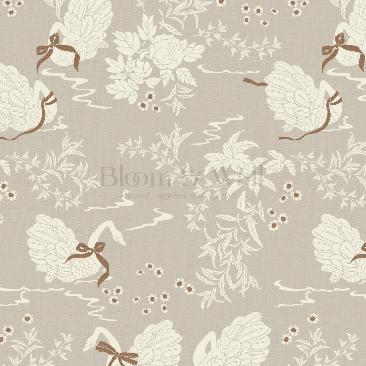 Florence Taupe Swan Lake Wallpaper