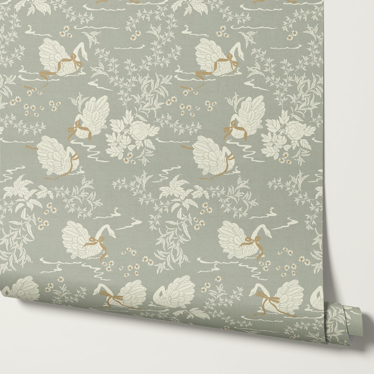 Florence Sage Swan Lake Wallpaper