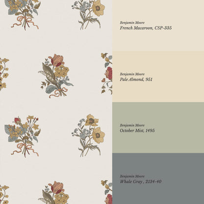 Florencia Antique Blooms Cream Honey Wallpaper