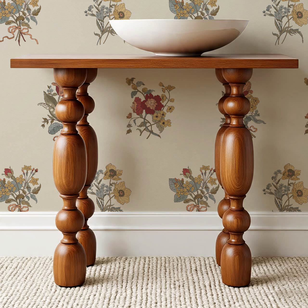 Florencia Antique Blooms Almond Mustard Wallpaper