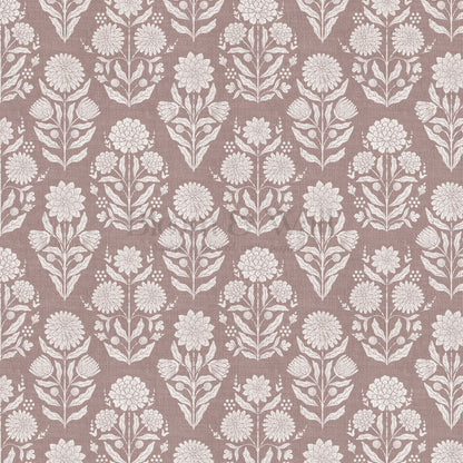 Floriane Vintage Floral Block Print Maroon Wallpaper