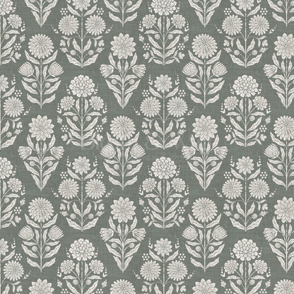 Floriane Vintage Floral Block Print Sage Wallpaper