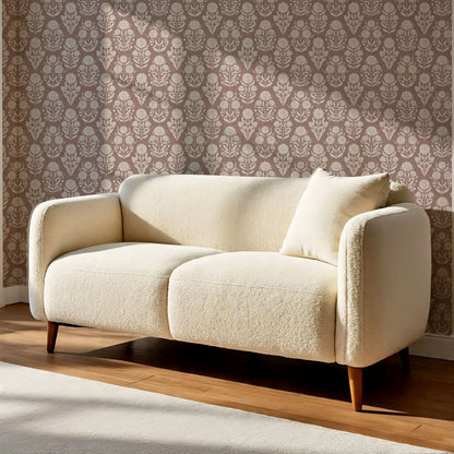 Floriane Vintage Floral Block Print Maroon Wallpaper
