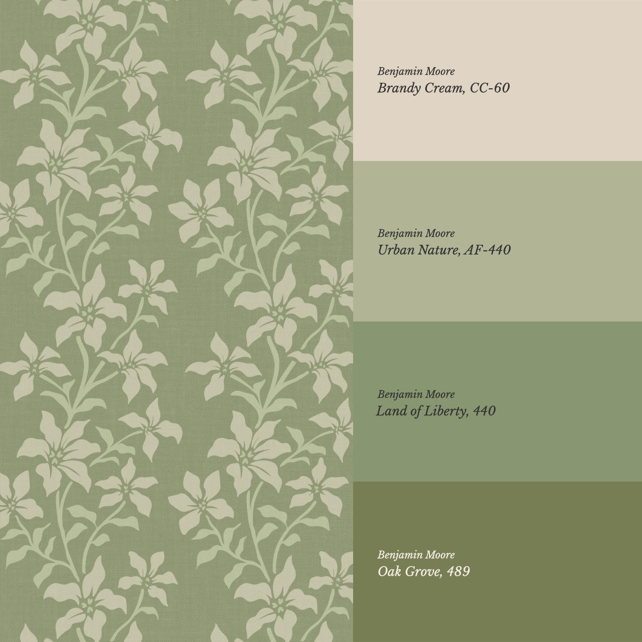 Fossette Botanical Vines Green Wallpaper