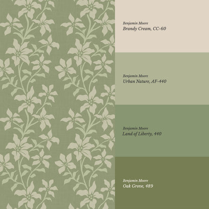 Fossette Botanical Vines Green Wallpaper