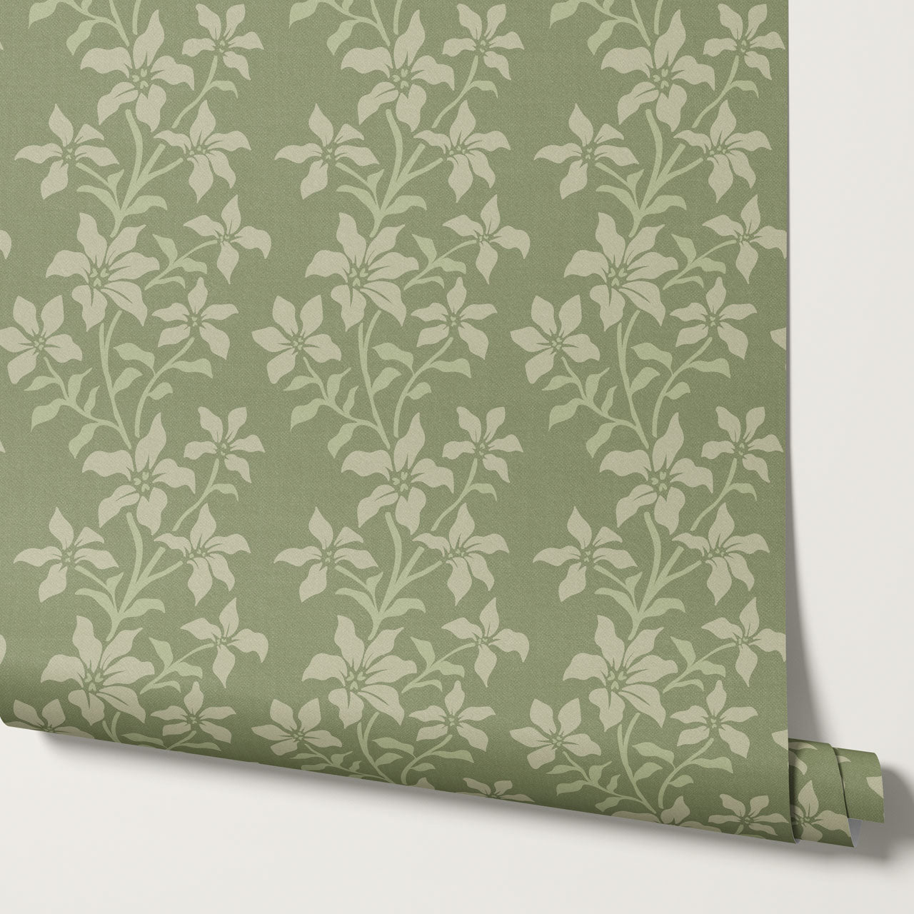 Fossette Botanical Vines Green Wallpaper
