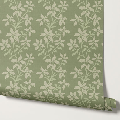 Fossette Botanical Vines Green Wallpaper