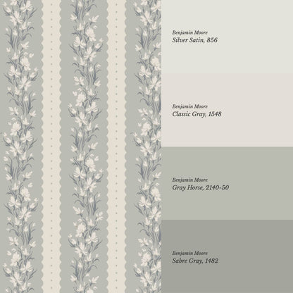 Francesca Blooming Stripes Dove Beige Wallpaper