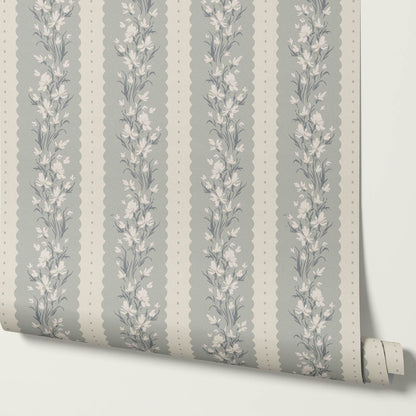 Francesca Blooming Stripes Dove Beige Wallpaper