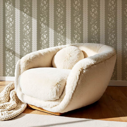Francesca Blooming Stripes Deep Olive Wallpaper
