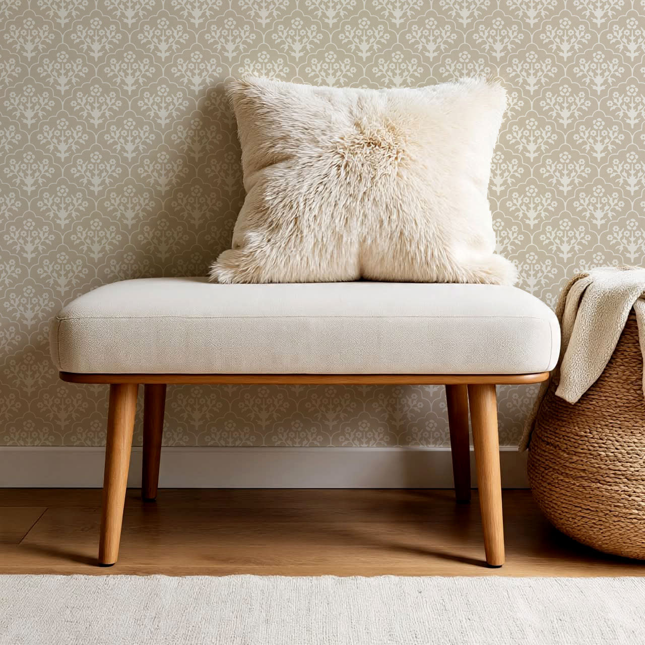 Frankie Blooms Beige Wallpaper