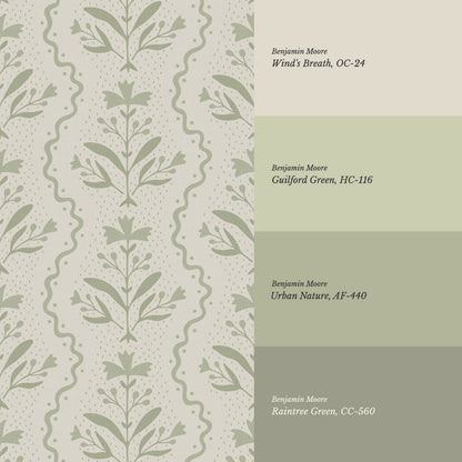 Freya Vertical Blooms Sage Wallpaper