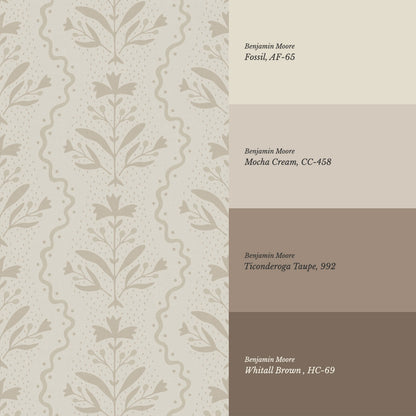 Freya Vertical Blooms Beige Wallpaper