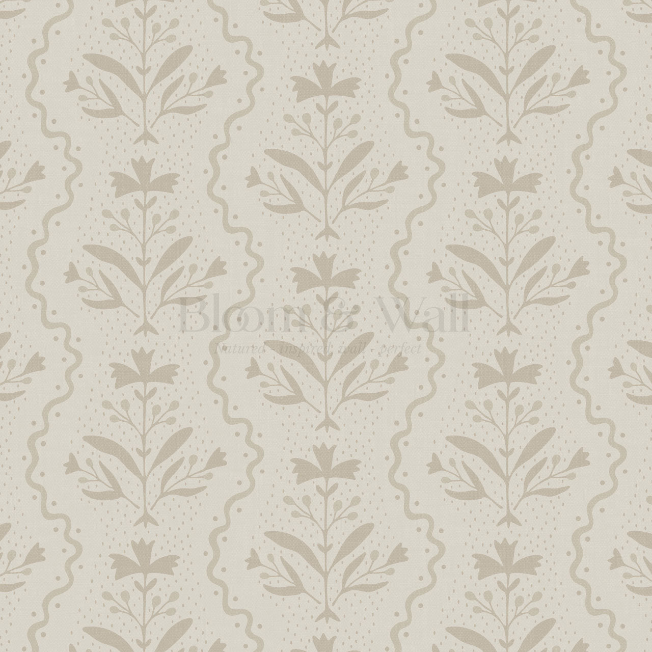 Freya Vertical Blooms Beige Wallpaper