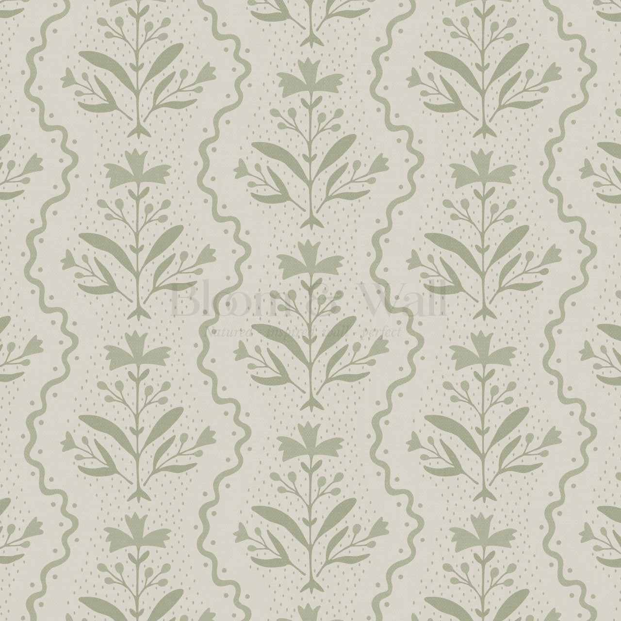 Freya Vertical Blooms Sage Wallpaper