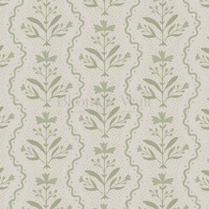 Freya Vertical Blooms Sage Wallpaper