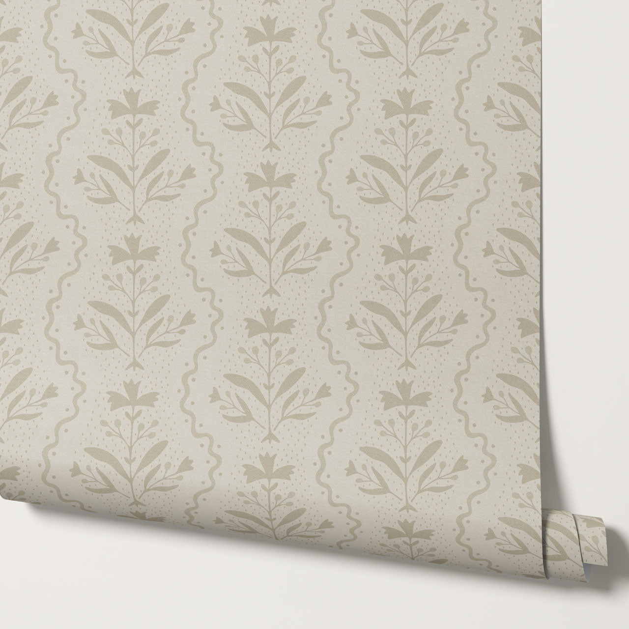 Freya Vertical Blooms Beige Wallpaper