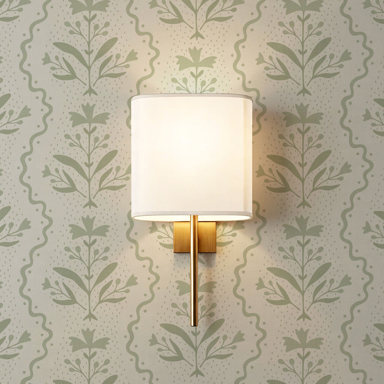 Freya Vertical Blooms Sage Wallpaper