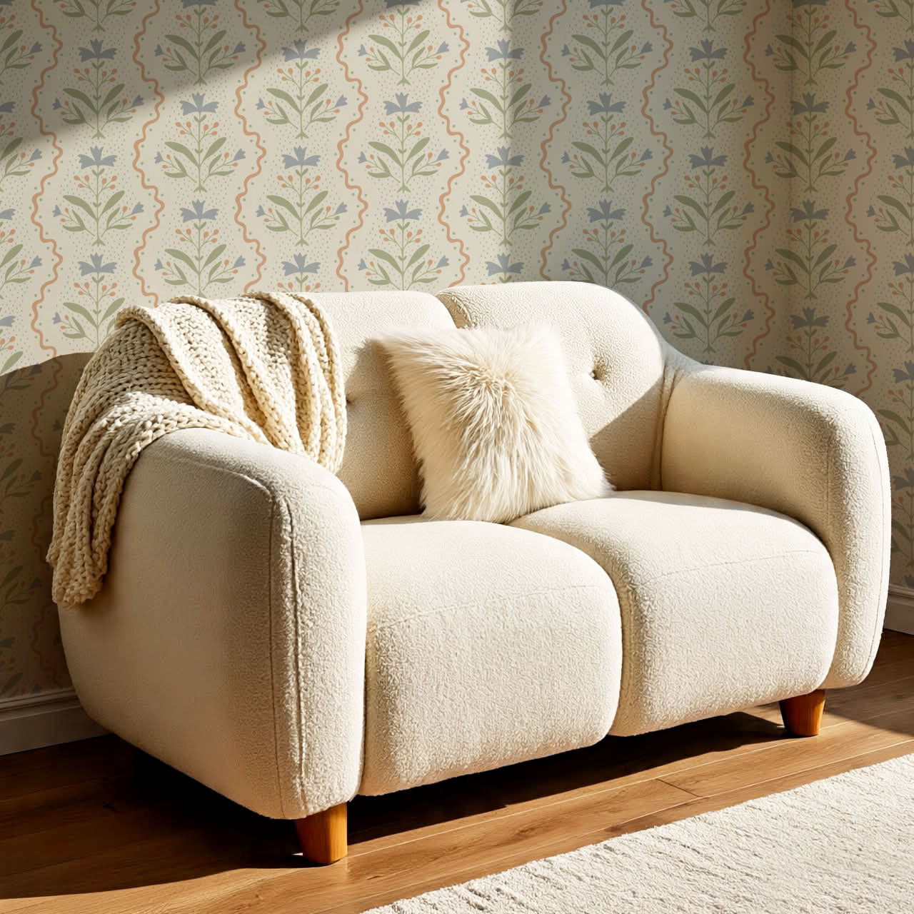 Freya Vertical Blooms Antique Wallpaper