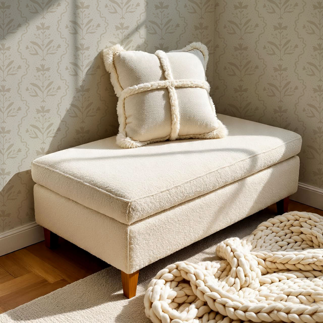 Freya Vertical Blooms Beige Wallpaper