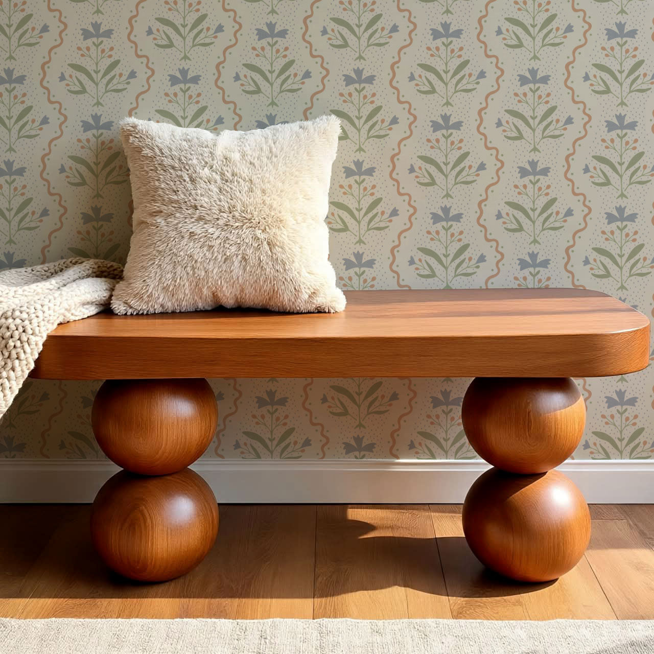 Freya Vertical Blooms Antique Wallpaper