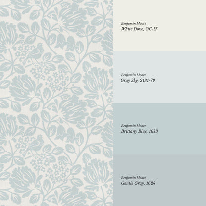 Gabriella Boho Birds and Floral Vines Sky Wallpaper