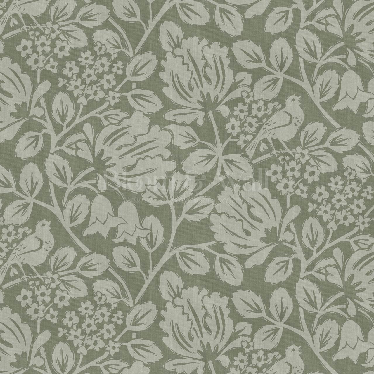 Gabriella Boho Birds and Floral Vines Forest Wallpaper