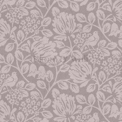 Gabriella Boho Birds and Floral Vines Mauve Wallpaper