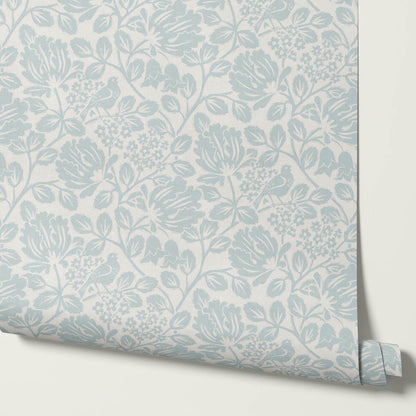 Gabriella Boho Birds and Floral Vines Sky Wallpaper