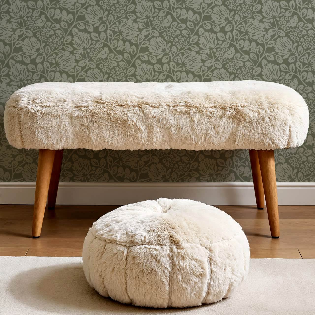 Gabriella Boho Birds and Floral Vines Forest Wallpaper