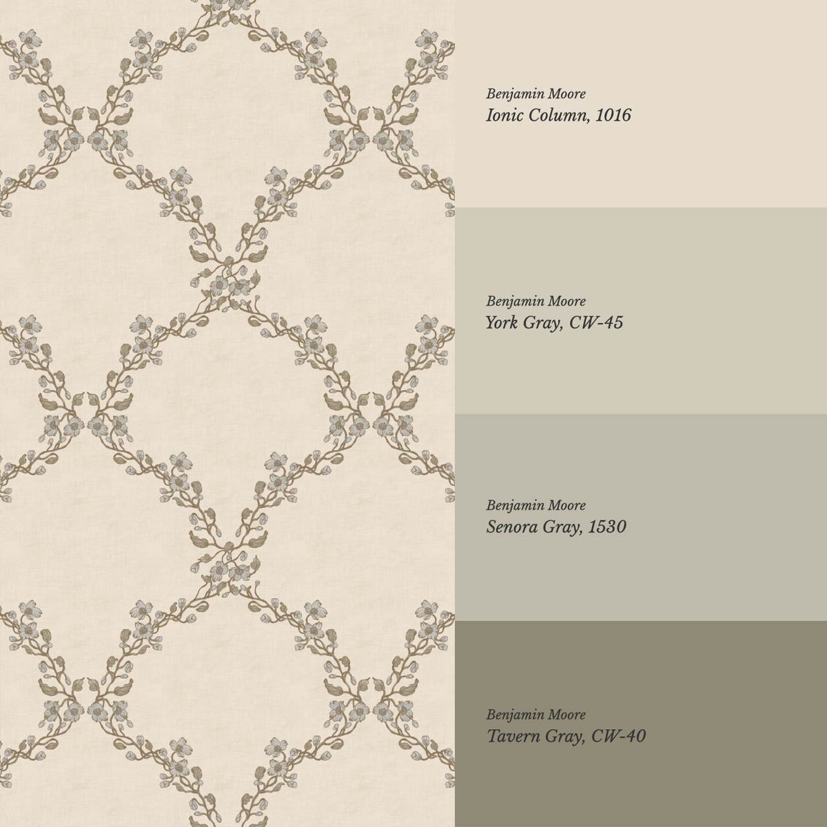 Gala Twining Vines Beige Stone Wallpaper