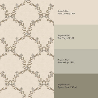 Gala Twining Vines Beige Stone Wallpaper