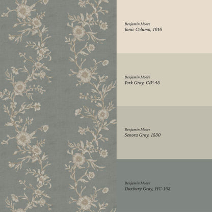 Ina Flowering Vine Sea Foam Taupe Wallpaper