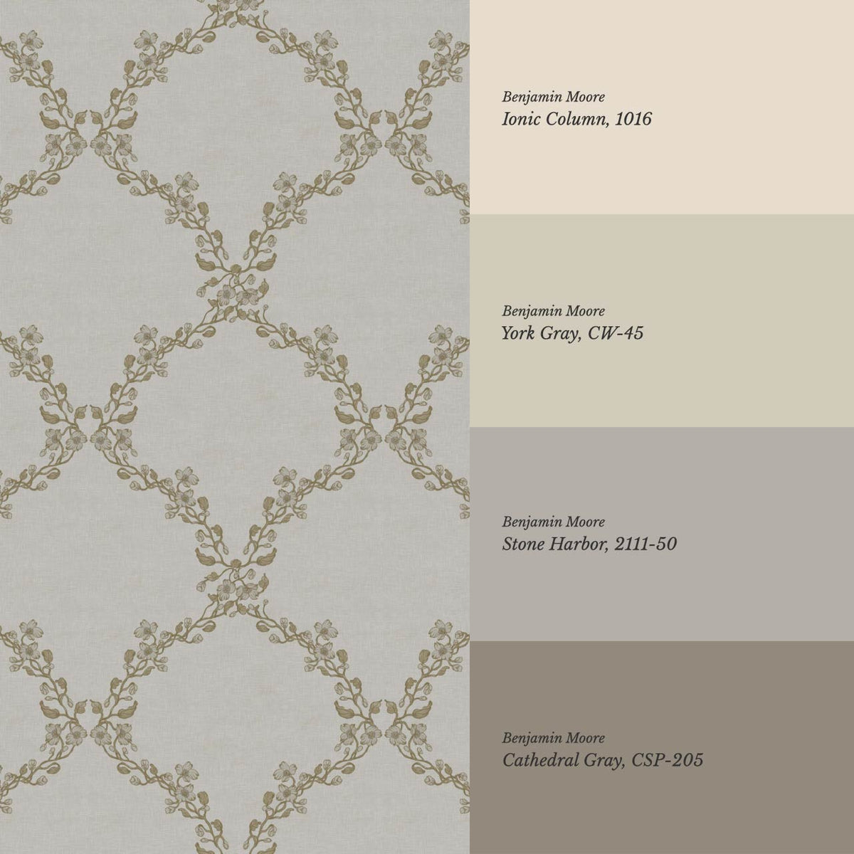 Gala Twining Vines Stone Olive Wallpaper