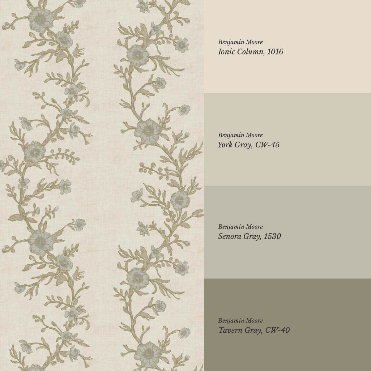 Ina Flowering Vine Oyster Olive Wallpaper