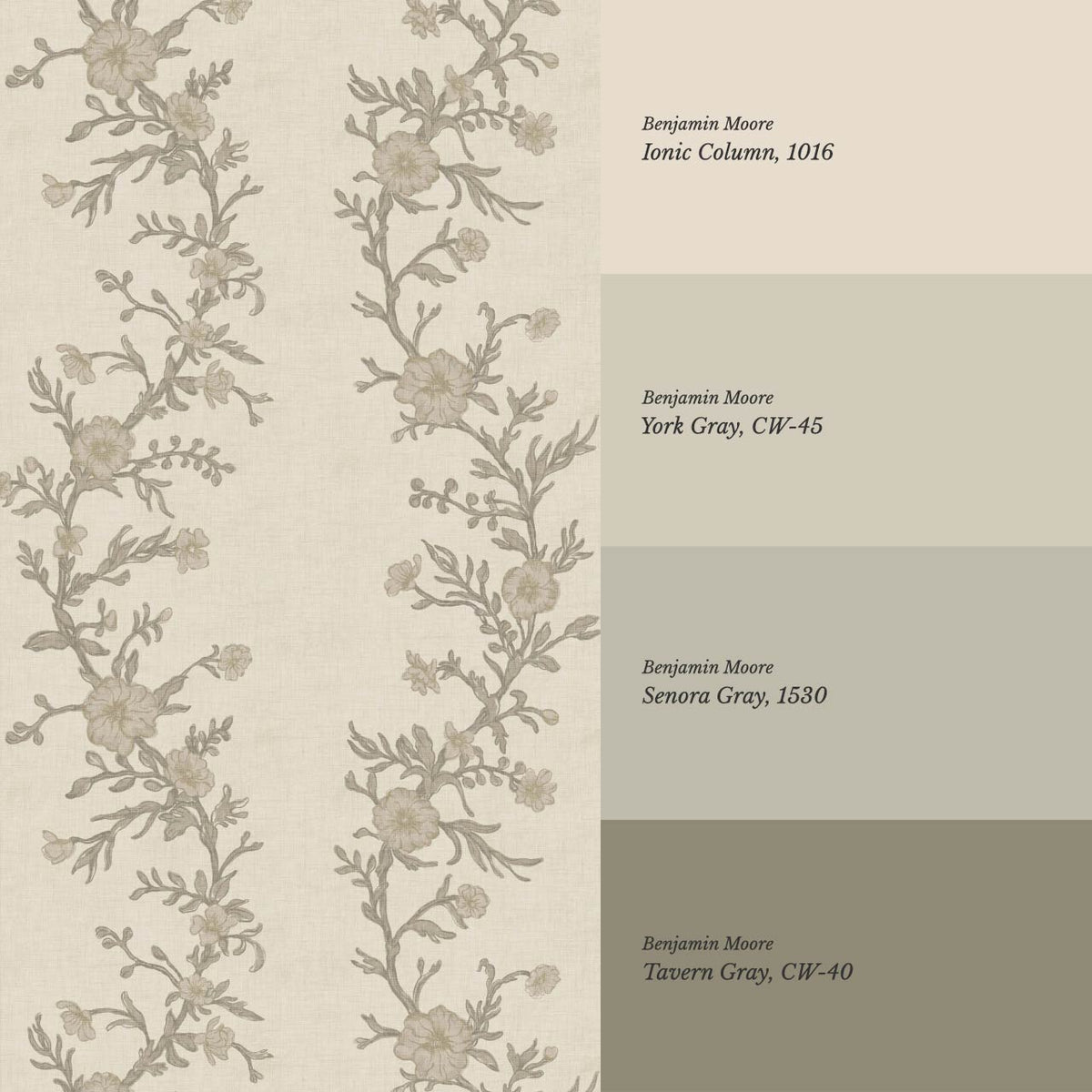 Ina Flowering Vine Beige Stone Wallpaper