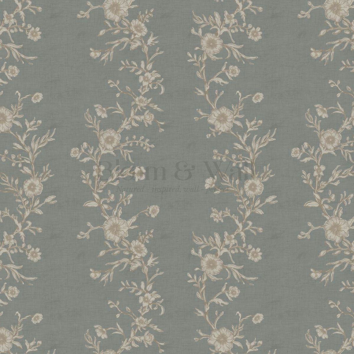 Ina Flowering Vine Sea Foam Taupe Wallpaper