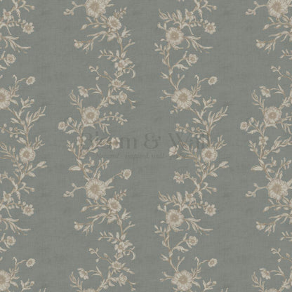 Ina Flowering Vine Sea Foam Taupe Wallpaper