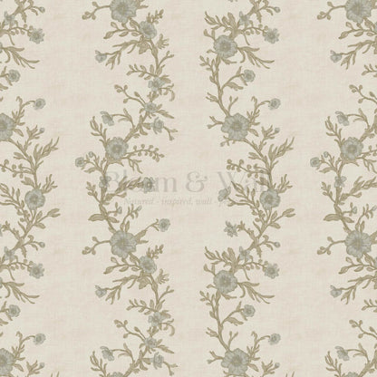 Ina Flowering Vine Oyster Olive Wallpaper