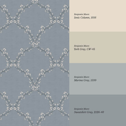 Gala Twining Vines Slate Blue Gray Wallpaper
