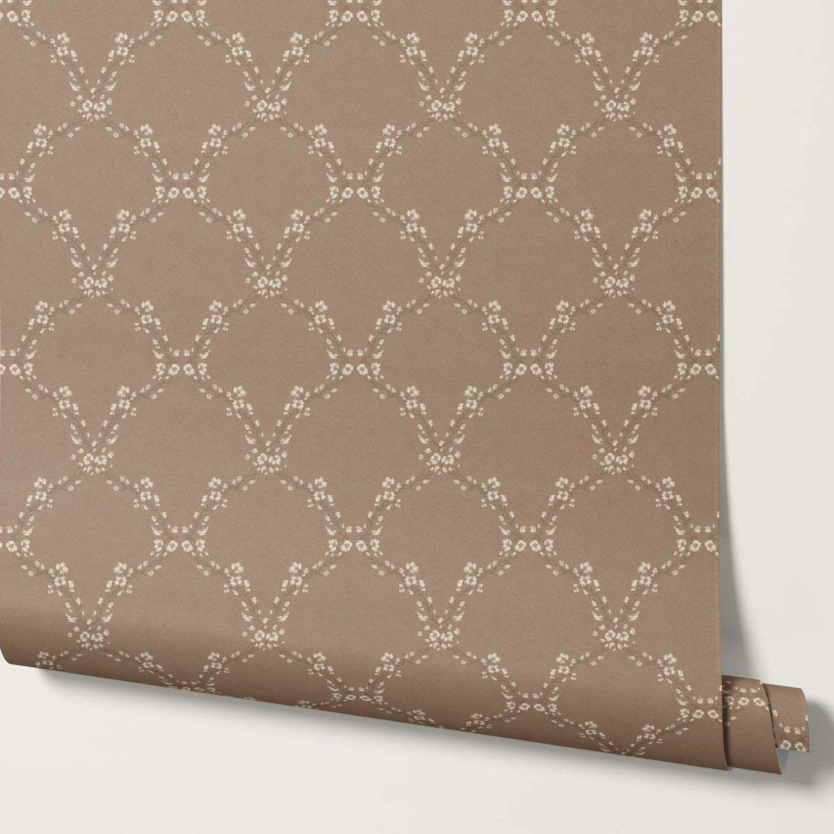 Gala Twining Vines Mud Brown Beige Wallpaper