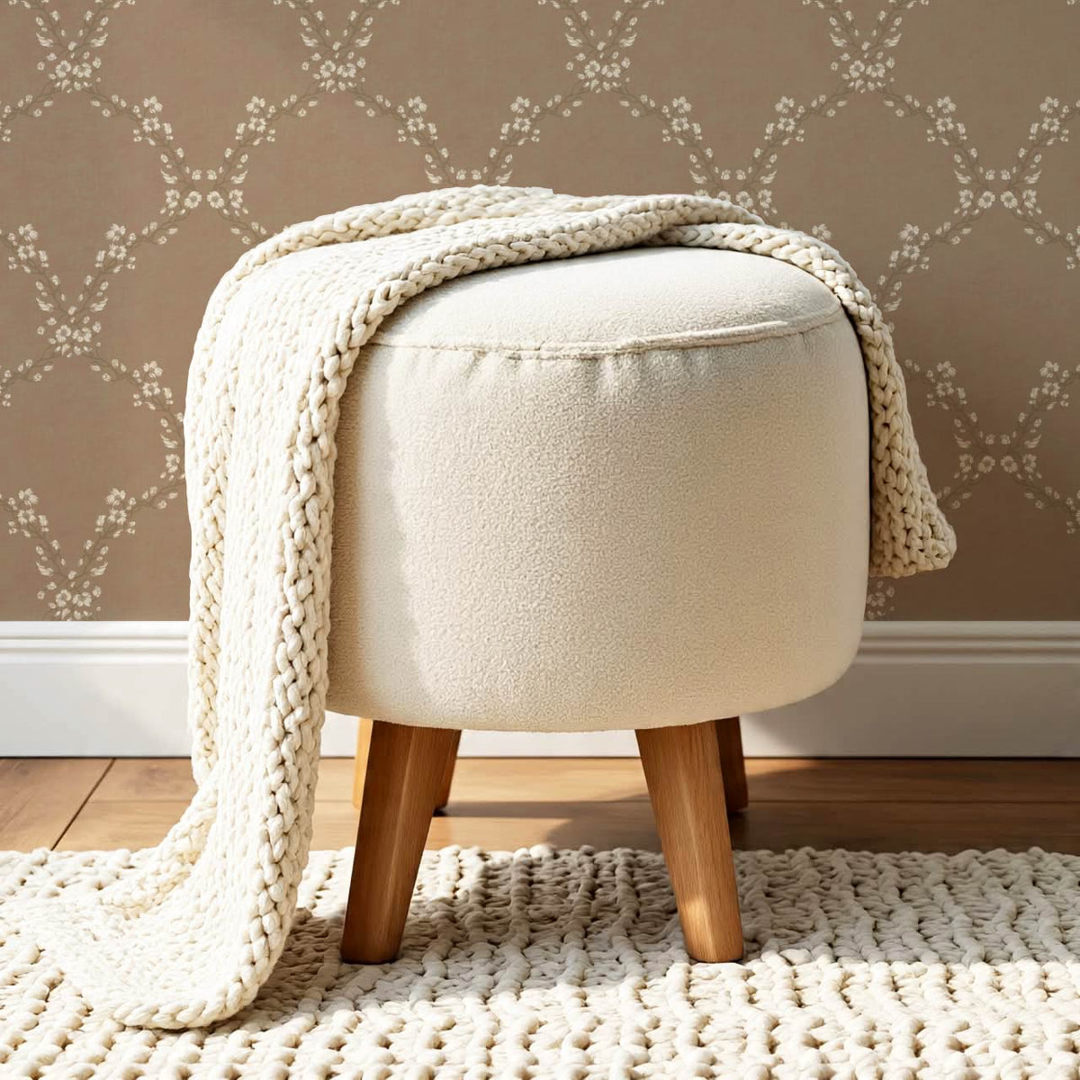 Gala Twining Vines Mud Brown Beige Wallpaper