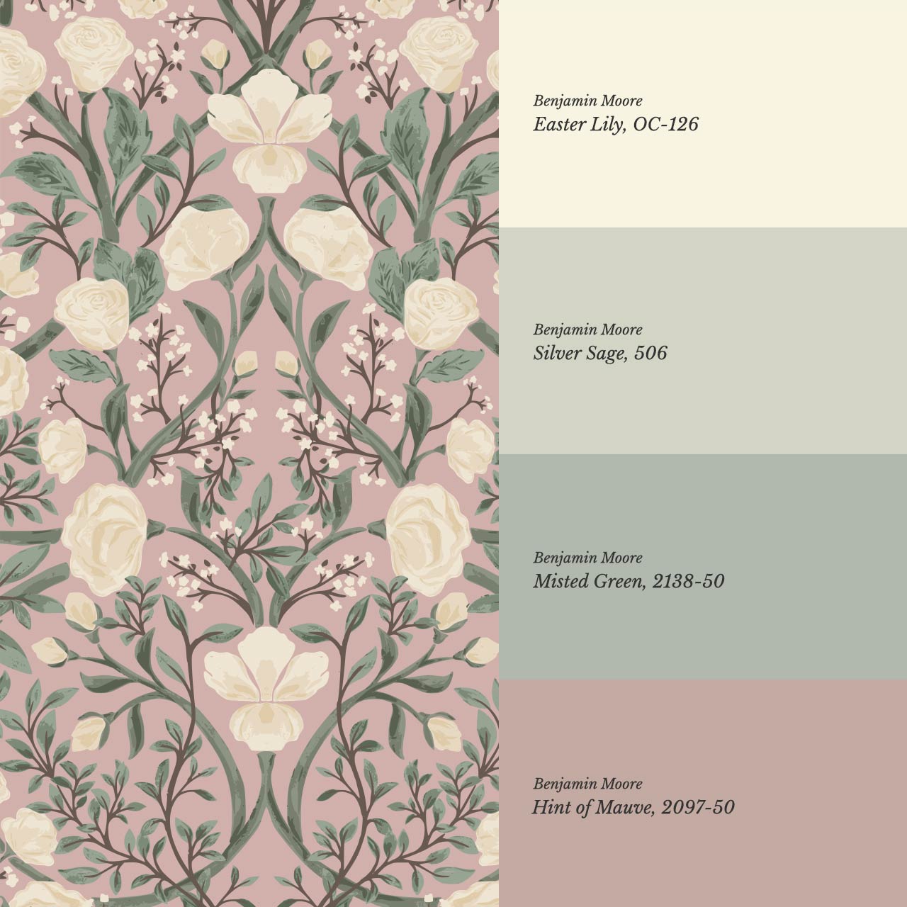 Galena Rose Vines Mauve Sage Wallpaper